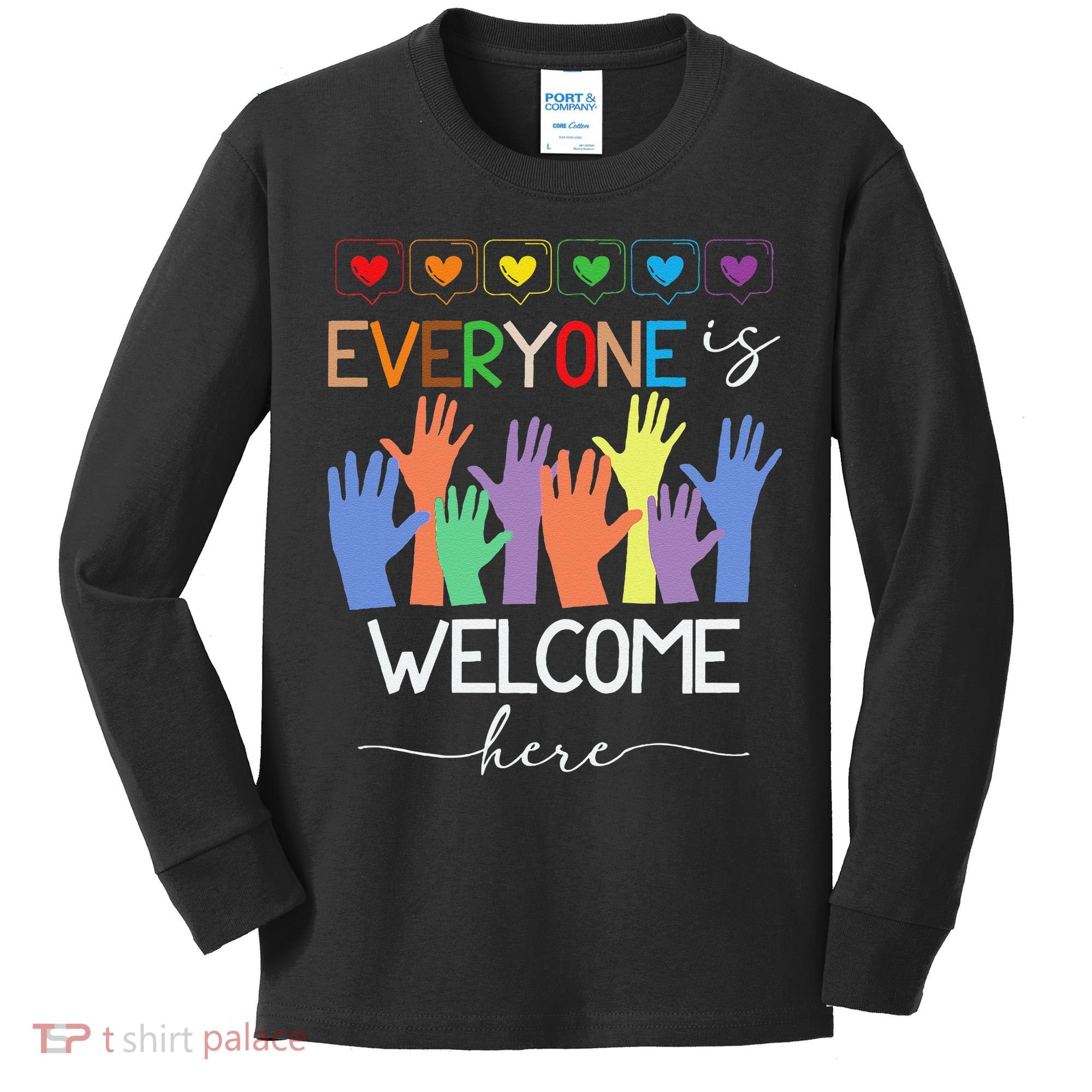 Idaho Teacher Everyone Is Welcome Here Fist Hand Support Kids Long Sleeve Shirt