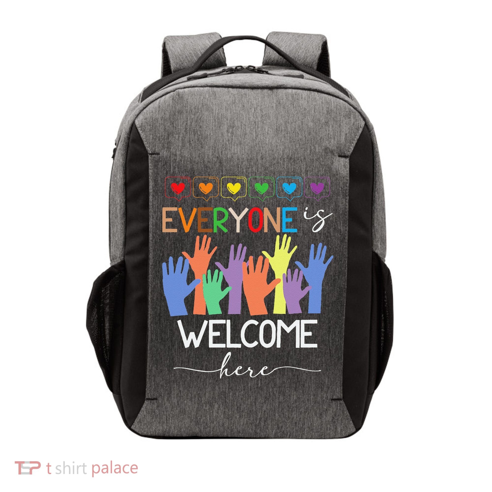 Idaho Teacher Everyone Is Welcome Here Fist Hand Support Vector Backpack