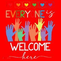 Idaho Teacher Everyone Is Welcome Here Fist Hand Support Santa Hat thumb 1