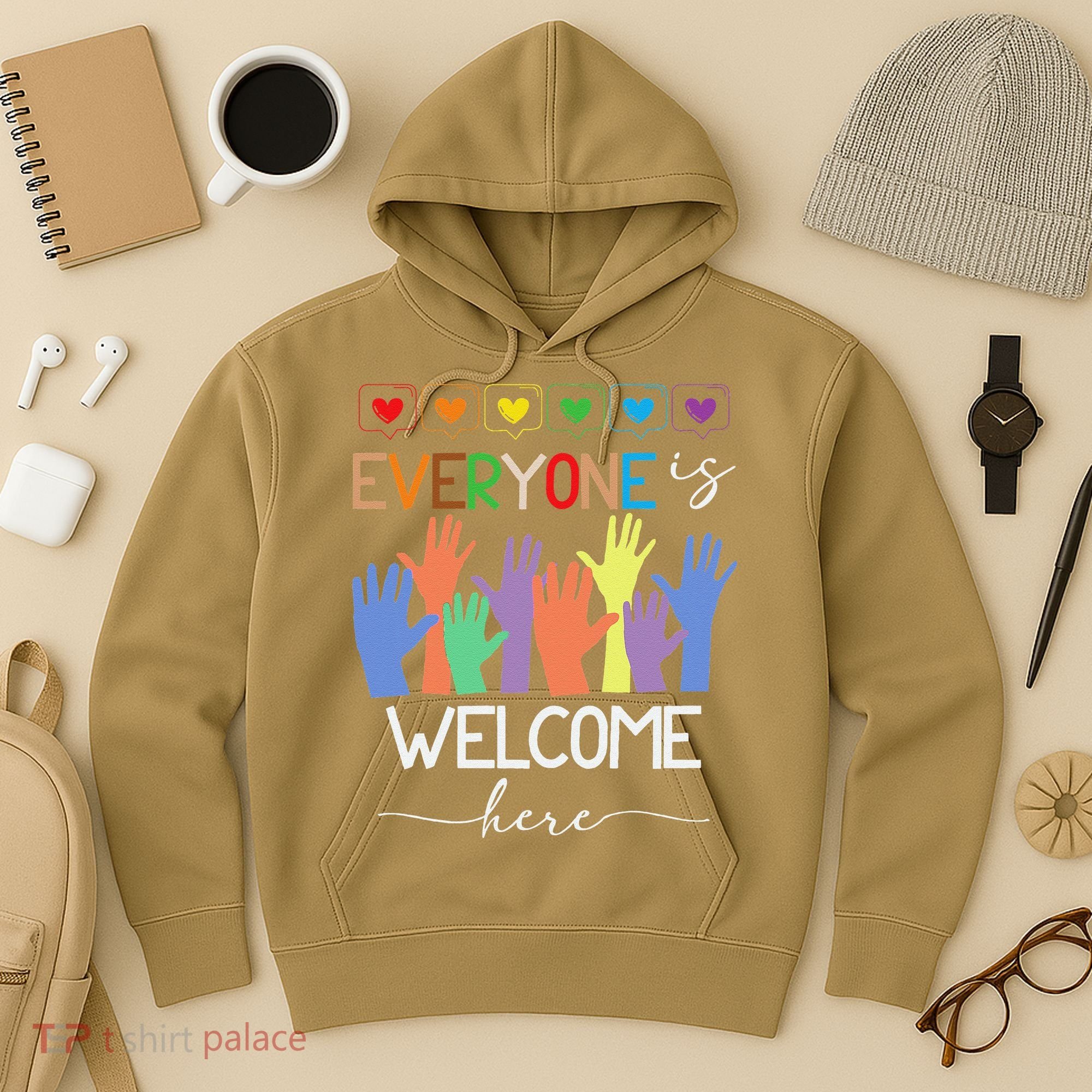 Idaho Teacher Everyone Is Welcome Here Fist Hand Support Hoodie