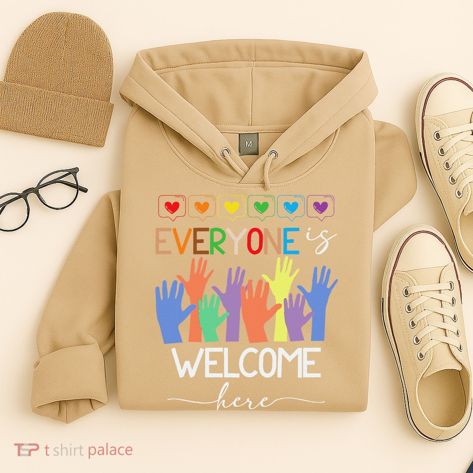 Idaho Teacher Everyone Is Welcome Here Fist Hand Support Hoodie