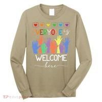 Idaho Teacher Everyone Is Welcome Here Fist Hand Support Long Sleeve Shirt thumb 0