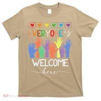 Idaho Teacher Everyone Is Welcome Here Fist Hand Support T-Shirt thumb 0