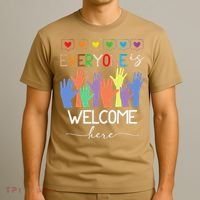 Idaho Teacher Everyone Is Welcome Here Fist Hand Support T-Shirt thumb 3