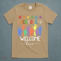 Idaho Teacher Everyone Is Welcome Here Fist Hand Support T-Shirt thumb 5