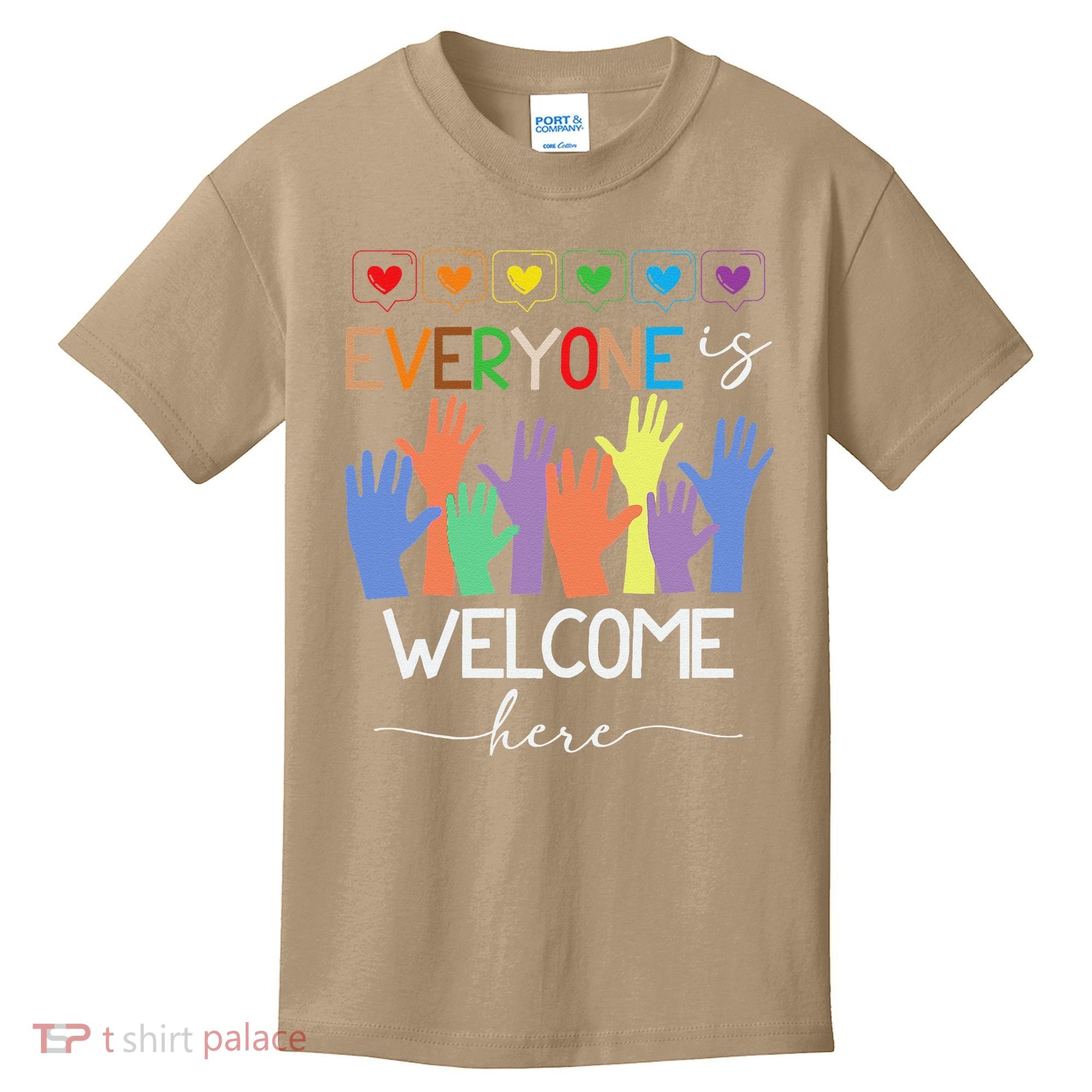 Idaho Teacher Everyone Is Welcome Here Fist Hand Support Kids T-Shirt