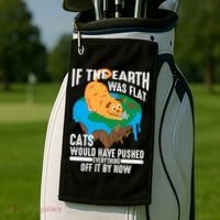 If The Earth Was Flat Cool Planet Cats Funny Gift Golf Towel thumb 2