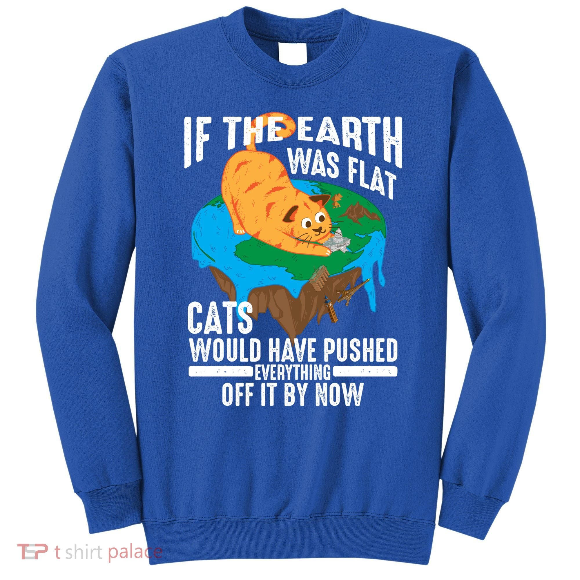 If The Earth Was Flat Cool Planet Cats Funny Gift Sweatshirt
