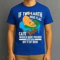 If The Earth Was Flat Cool Planet Cats Funny Gift T-Shirt thumb 3