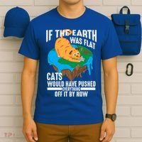 If The Earth Was Flat Cool Planet Cats Funny Gift T-Shirt thumb 6