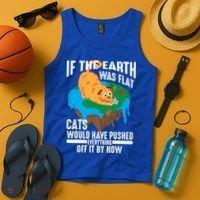 If The Earth Was Flat Cool Planet Cats Funny Gift Tank Top thumb 4