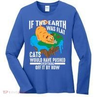 If The Earth Was Flat Cool Planet Cats Funny Gift Women's Long Sleeve Shirt thumb 0