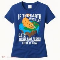 If The Earth Was Flat Cool Planet Cats Funny Gift Women's T-Shirt thumb 0