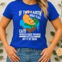 If The Earth Was Flat Cool Planet Cats Funny Gift Women's T-Shirt thumb 2