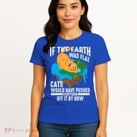 If The Earth Was Flat Cool Planet Cats Funny Gift Women's T-Shirt thumb 4