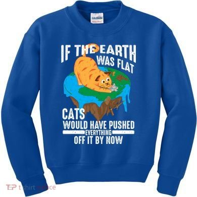 If The Earth Was Flat Cool Planet Cats Funny Gift Kids Sweatshirt