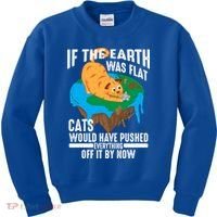 If The Earth Was Flat Cool Planet Cats Funny Gift Kids Sweatshirt thumb 0