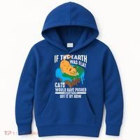 If The Earth Was Flat Cool Planet Cats Funny Gift Kids Hoodie thumb 0
