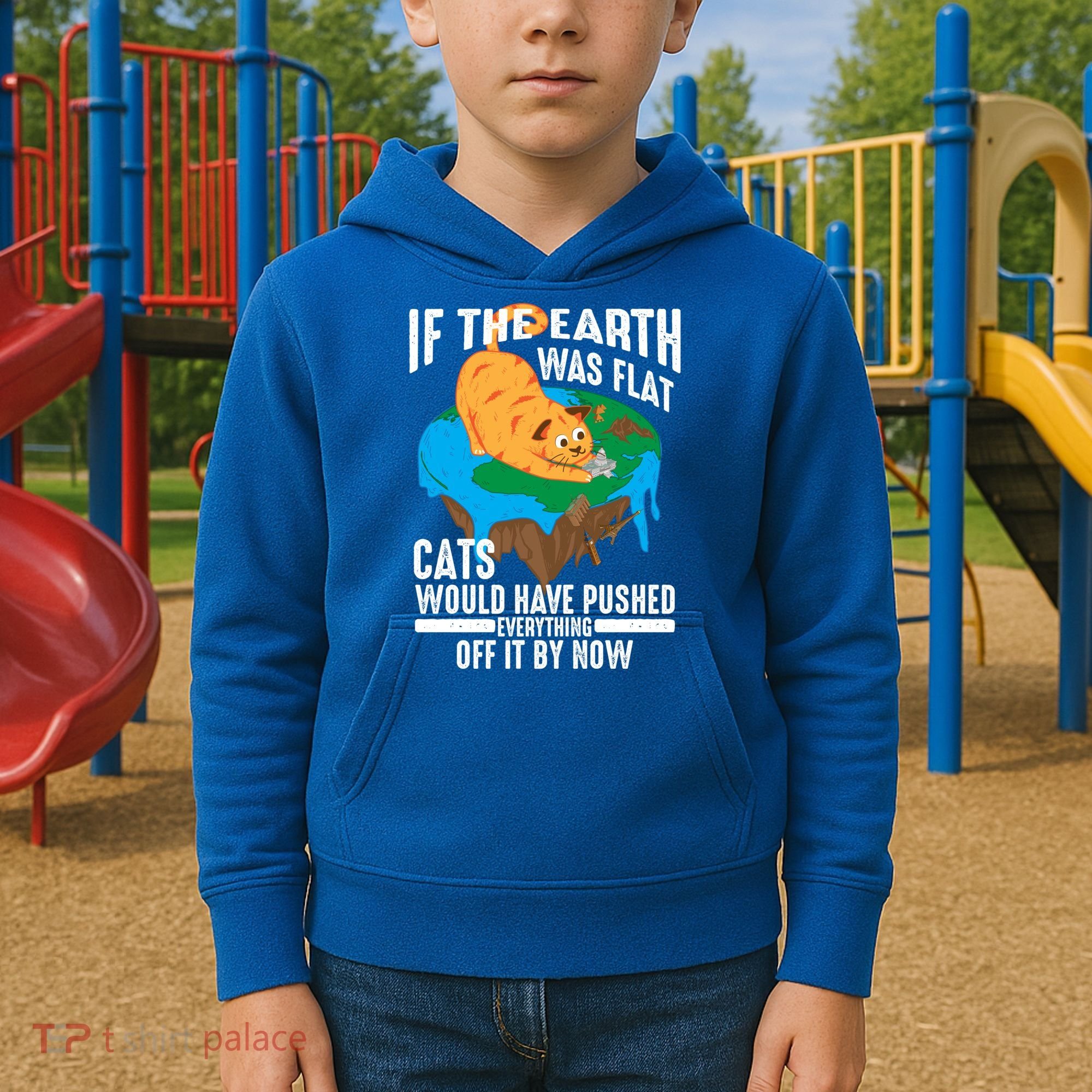 If The Earth Was Flat Cool Planet Cats Funny Gift Kids Hoodie