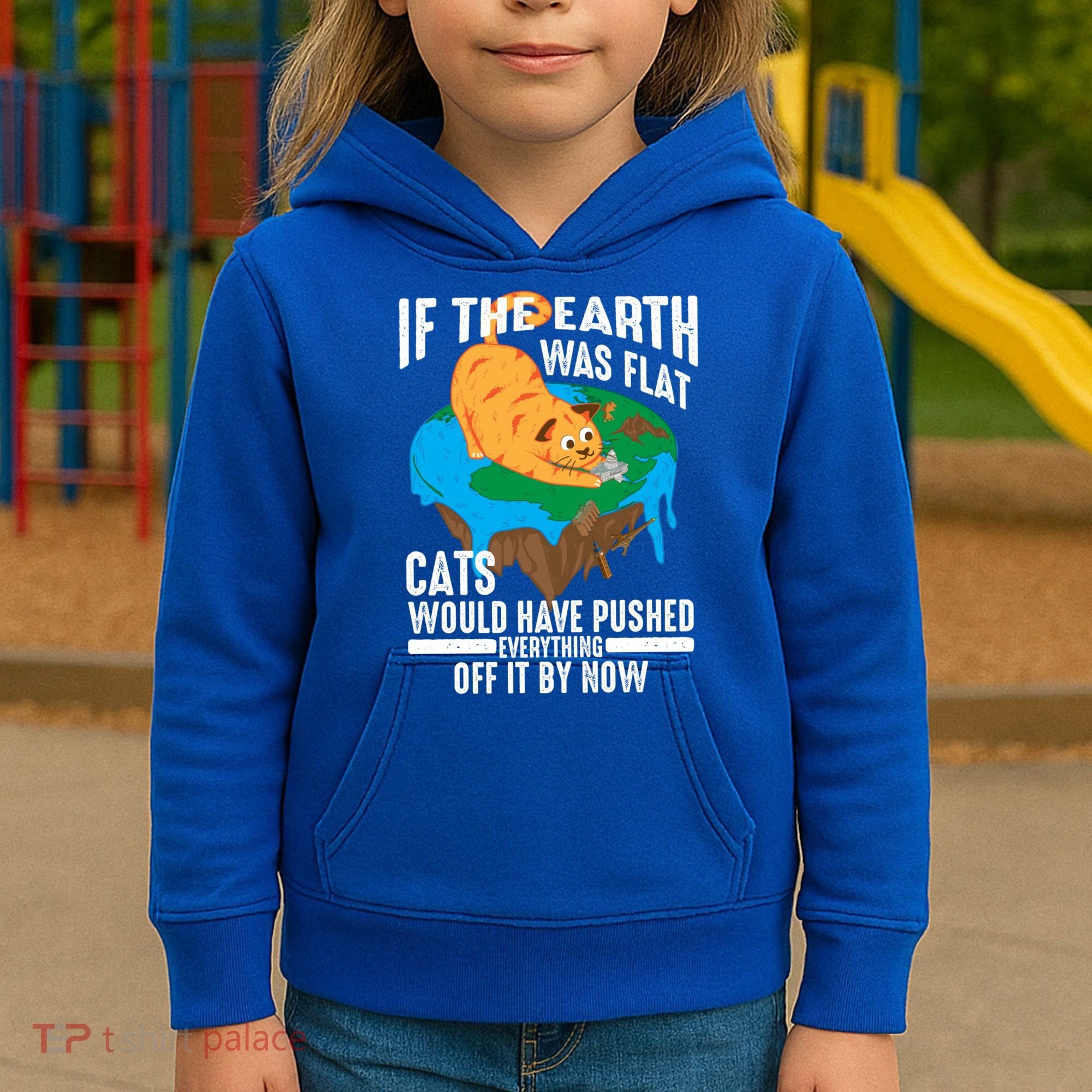 If The Earth Was Flat Cool Planet Cats Funny Gift Kids Hoodie