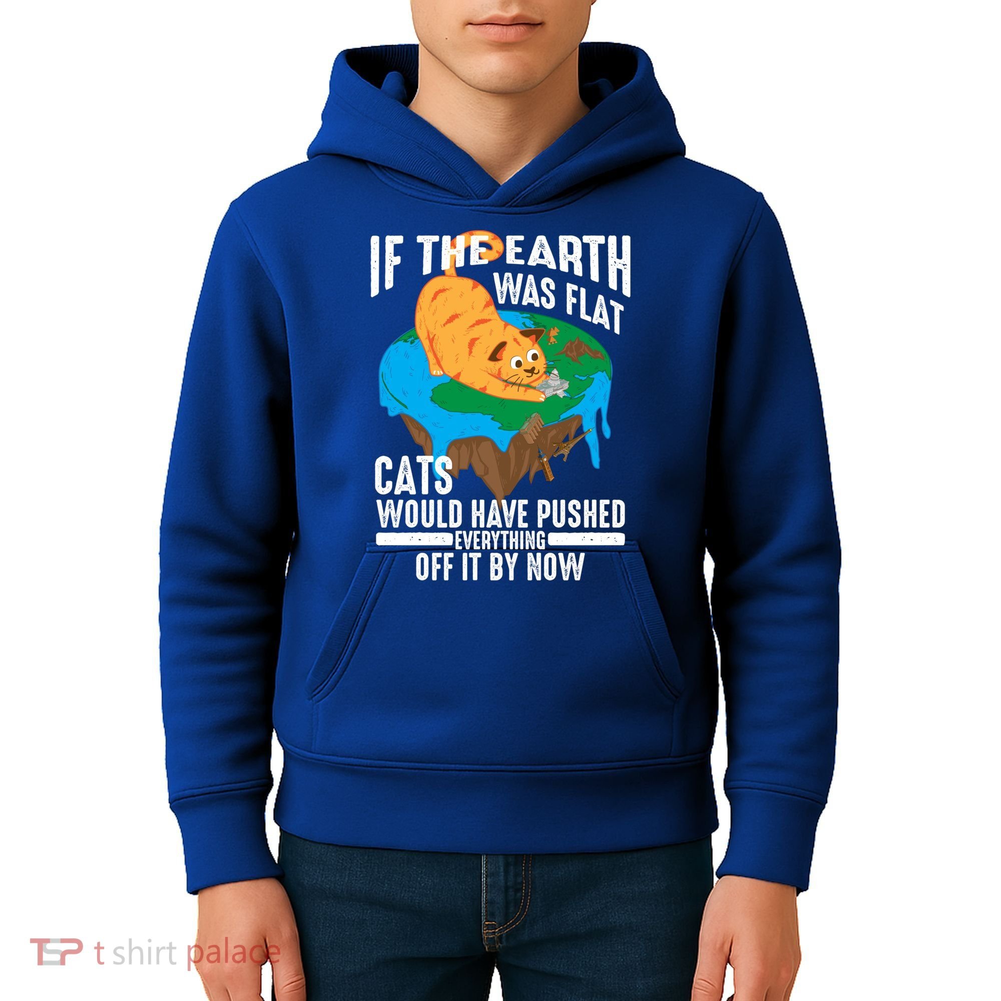 If The Earth Was Flat Cool Planet Cats Funny Gift Kids Hoodie