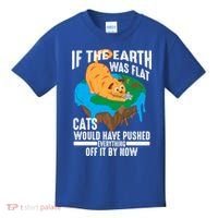 If The Earth Was Flat Cool Planet Cats Funny Gift Kids T-Shirt thumb 0