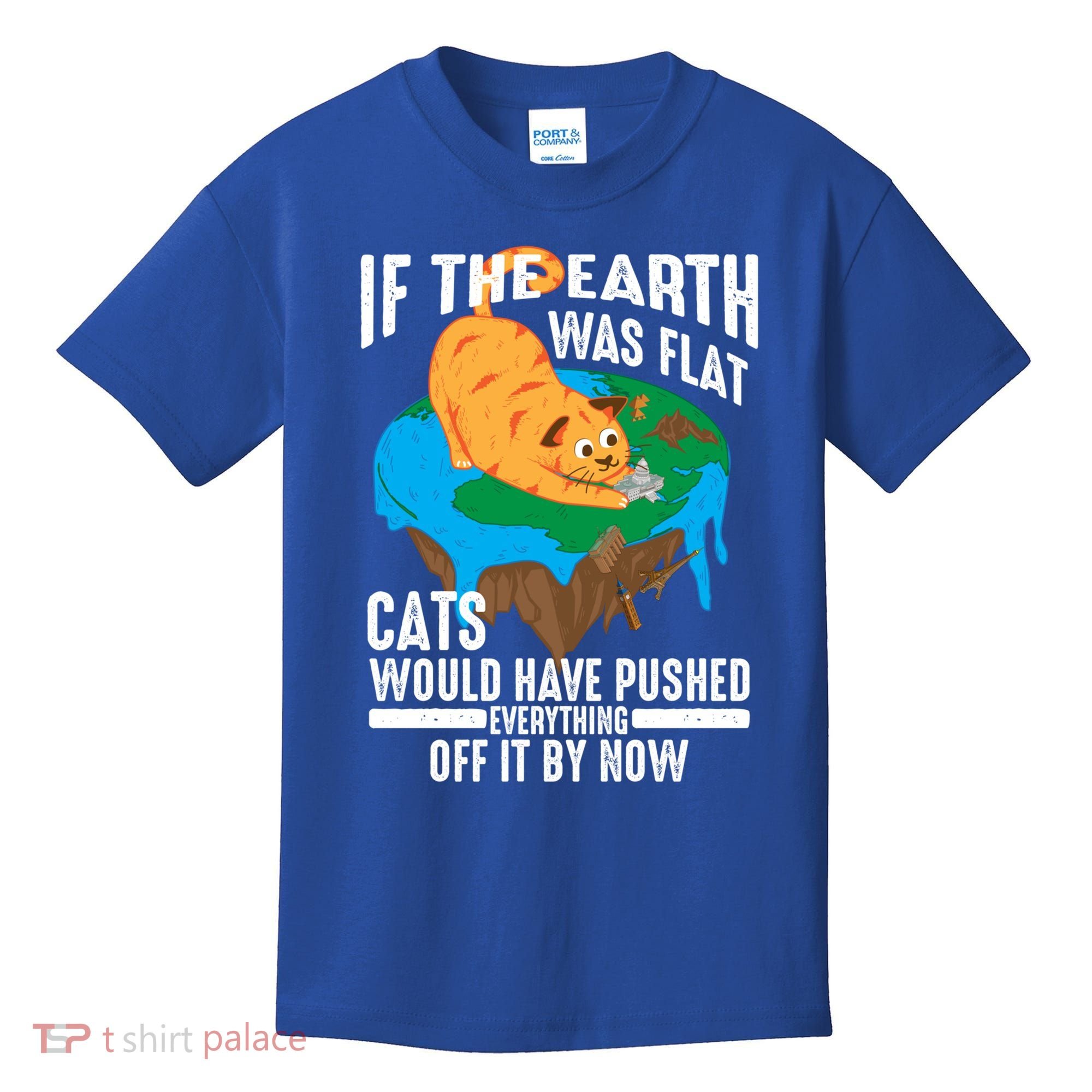 If The Earth Was Flat Cool Planet Cats Funny Gift Kids T-Shirt