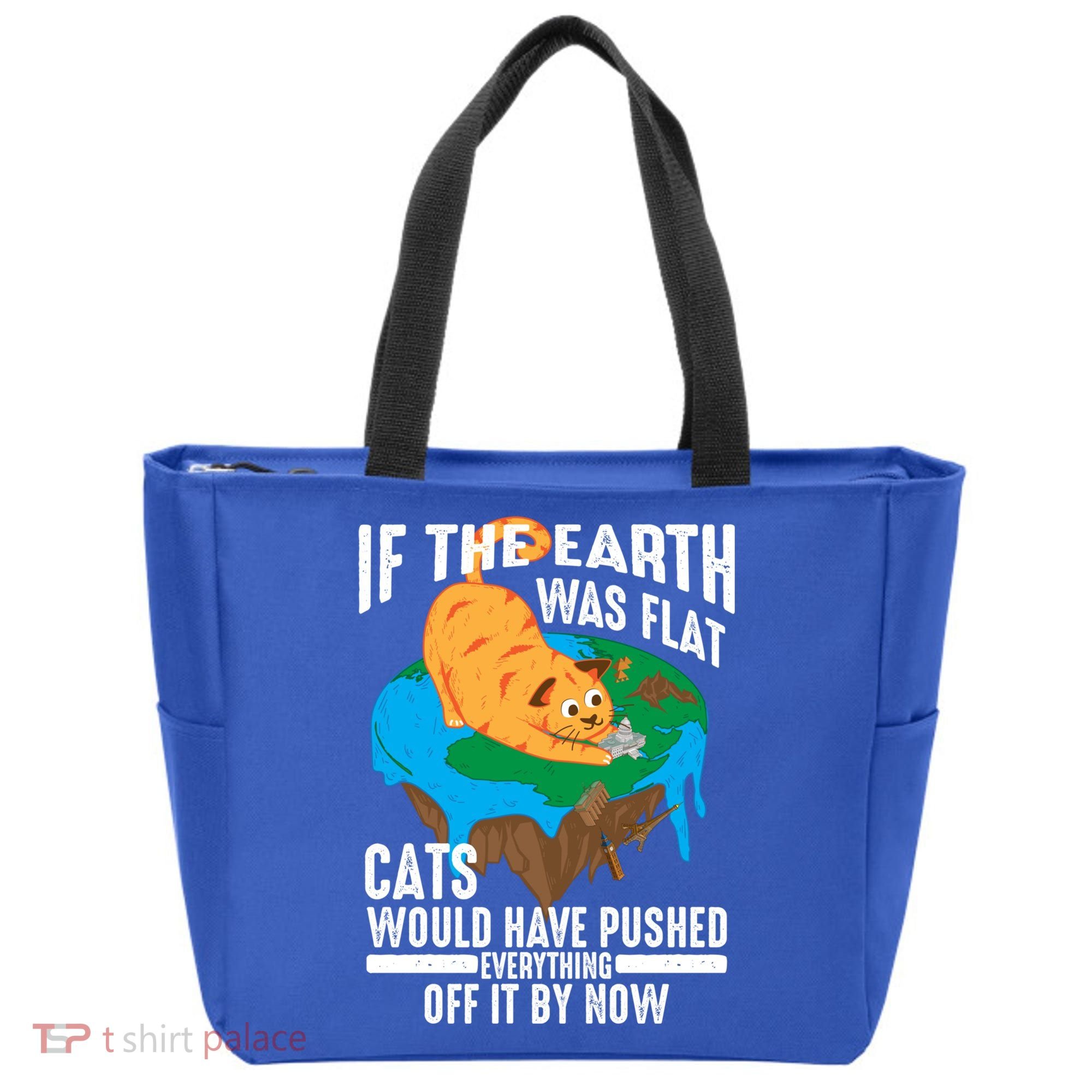 If The Earth Was Flat Cool Planet Cats Funny Gift Tote Bag