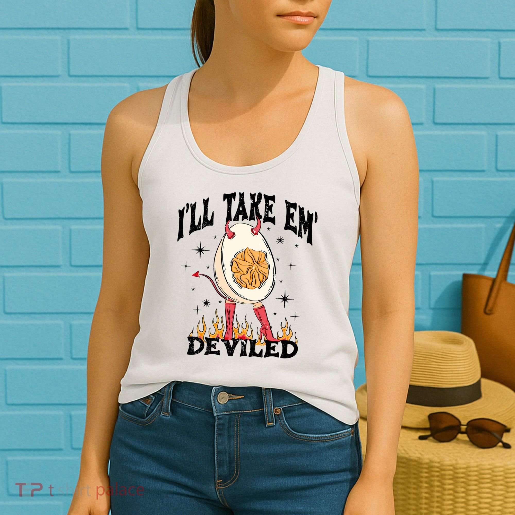 ILl Take Em Deviled Funny Thanksgiving Deviled Eggs Women's Tank Top