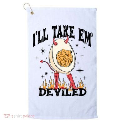 ILl Take Em Deviled Funny Thanksgiving Deviled Eggs Golf Towel