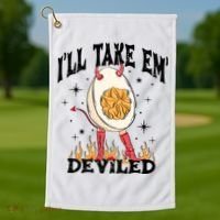 ILl Take Em Deviled Funny Thanksgiving Deviled Eggs Golf Towel thumb 1
