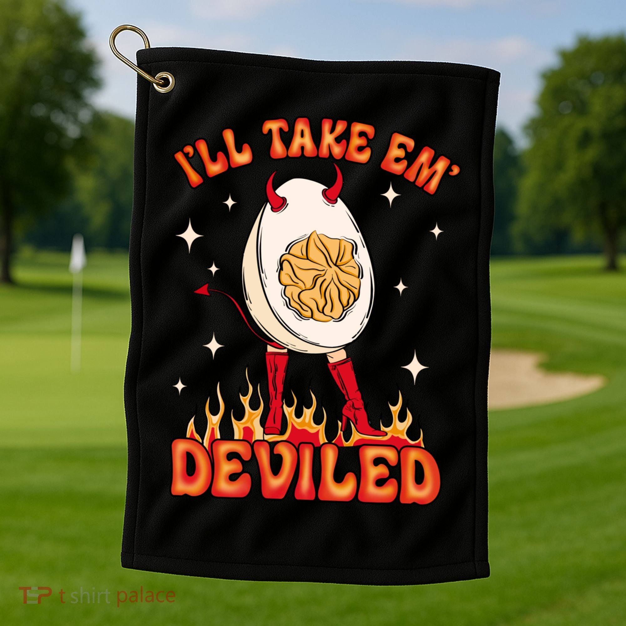 ILl Take Em Deviled Egg Funny Thanksgiving Golf Towel