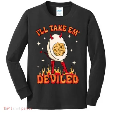 ILl Take Em Deviled Egg Funny Thanksgiving Kids Long Sleeve Shirt