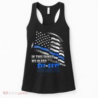 In This Family We Bleed Blue Police Blue Line Flag USA Women's Tank Top thumb 0