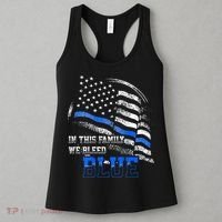 In This Family We Bleed Blue Police Blue Line Flag USA Women's Tank Top thumb 3