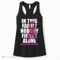 In This Family No One Fights Alone Breast Cancer Pink Ribbon Women's Tank Top thumb 0