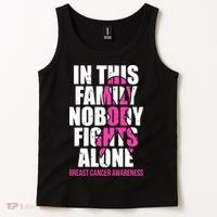 In This Family No One Fights Alone Breast Cancer Pink Ribbon Tank Top thumb 2