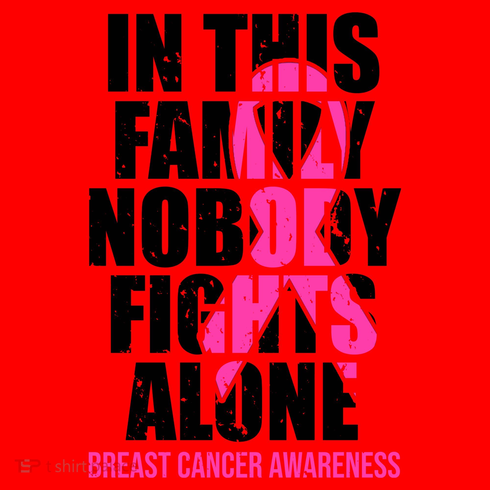 In This Family No One Fights Alone Breast Cancer Pink Ribbon Santa Hat