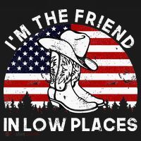 IM The Friend In Low Places Vintage Cowboy Hat Usa Flag T-Shirt thumb 7