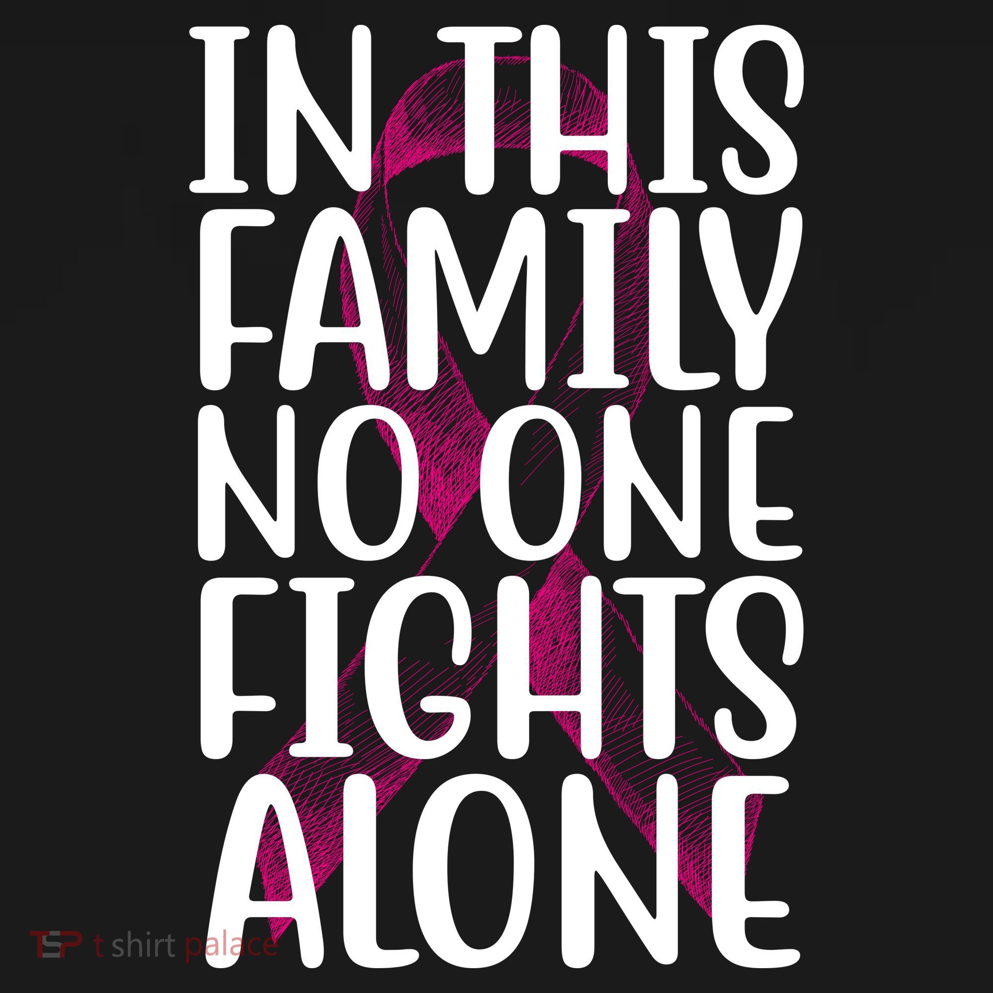 In This Family No One Fights Alone Breast Cancer Ribbon Coaster
