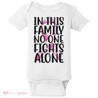 In This Family No One Fights Alone Breast Cancer Ribbon Baby Bodysuit thumb 0