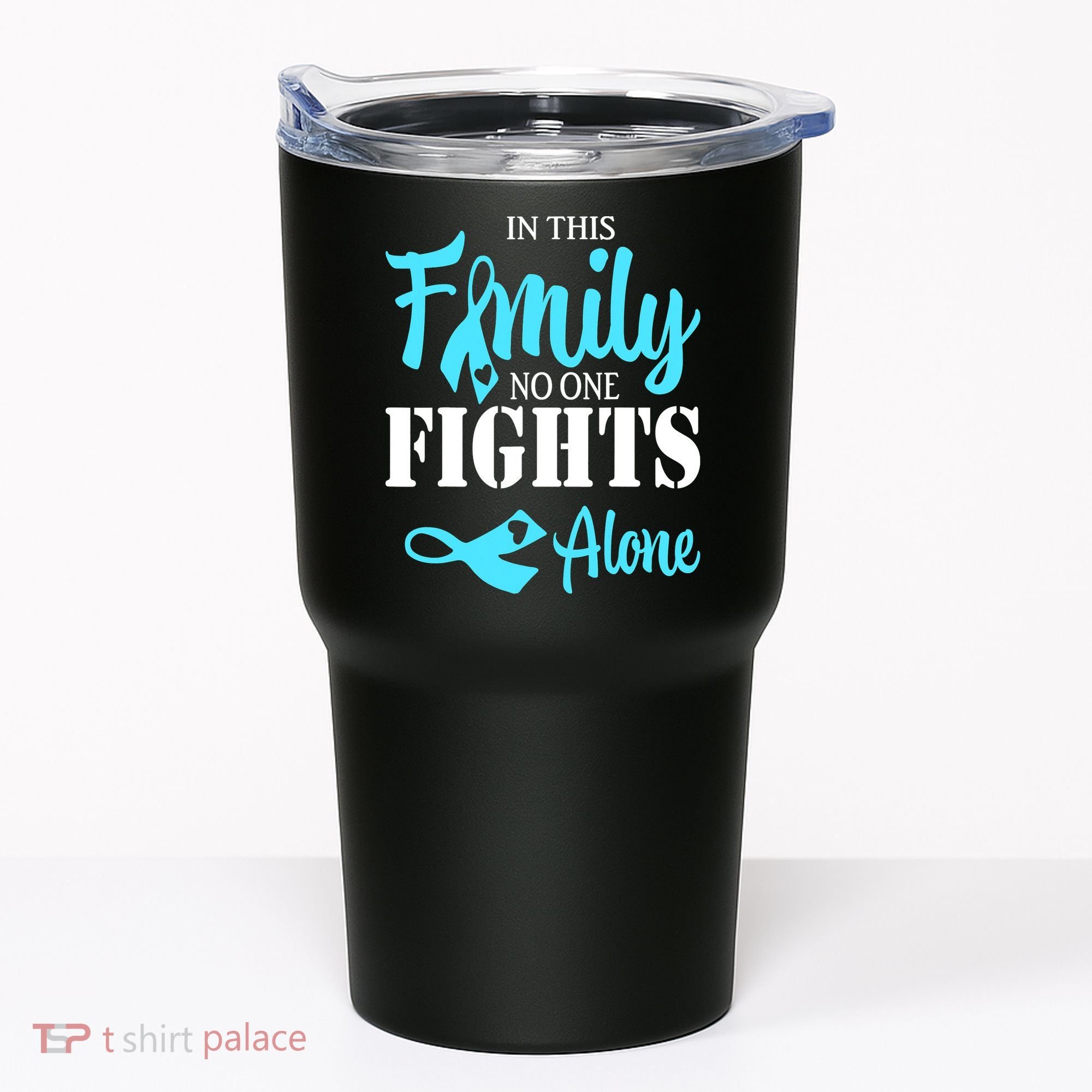 In This Family No One Fights Alone Diabetes Awareness Tumbler