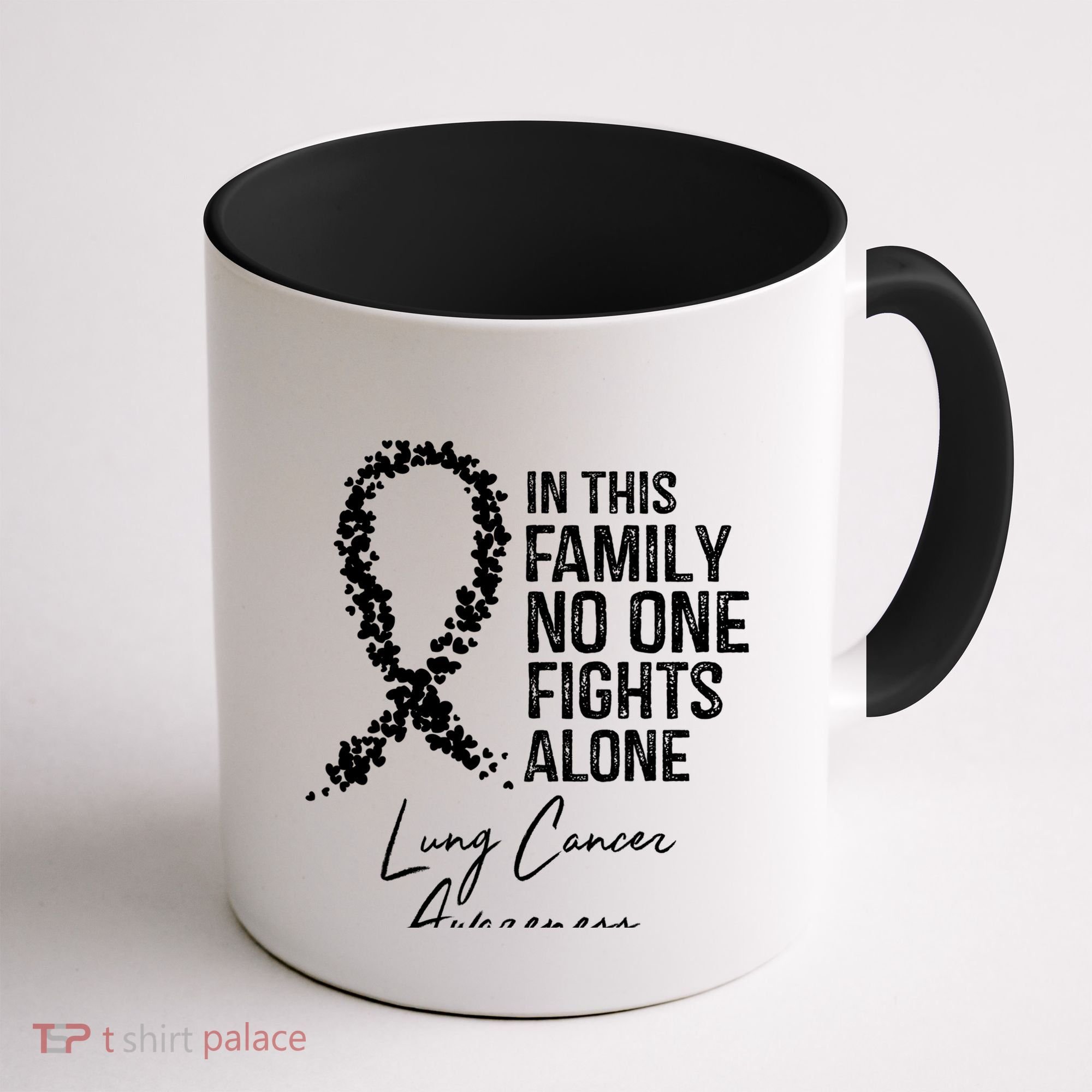 In This Family No One Fights Alone Gift Lung Cancer Coffee Mug