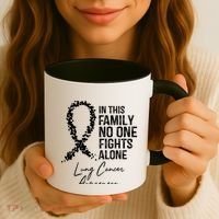 In This Family No One Fights Alone Gift Lung Cancer Coffee Mug thumb 3
