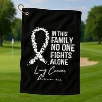 In This Family No One Fights Alone Gift Lung Cancer Golf Towel thumb 1