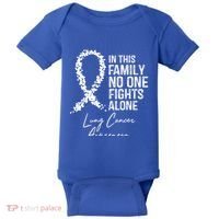 In This Family No One Fights Alone Gift Lung Cancer Baby Bodysuit thumb 0