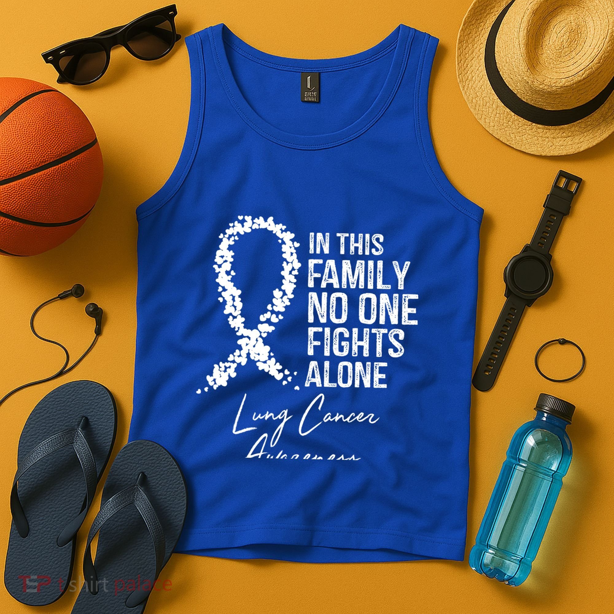 In This Family No One Fights Alone Gift Lung Cancer Tank Top