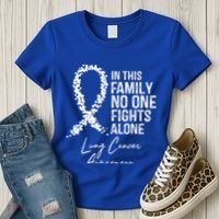 In This Family No One Fights Alone Gift Lung Cancer Women's T-Shirt thumb 3