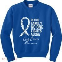 In This Family No One Fights Alone Gift Lung Cancer Kids Sweatshirt thumb 0