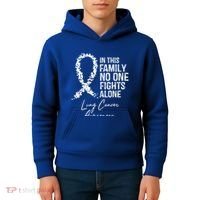 In This Family No One Fights Alone Gift Lung Cancer Kids Hoodie thumb 4